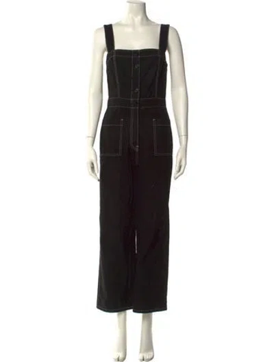 Pre-owned Reformation Square Neckline Jumpsuit In Black