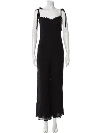 Pre-owned Reformation Square Neckline Jumpsuit In Black
