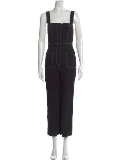 Pre-owned Reformation Square Neckline Jumpsuit In Black