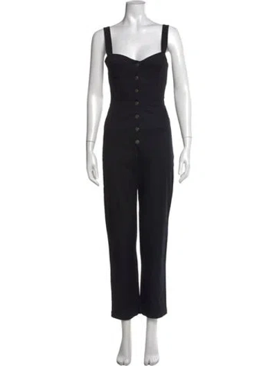 Pre-owned Reformation Square Neckline Jumpsuit In Black