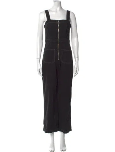 Pre-owned Reformation Square Neckline Jumpsuit In Black