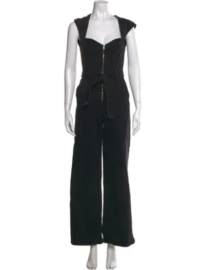Pre-owned Reformation Square Neckline Jumpsuit In Black