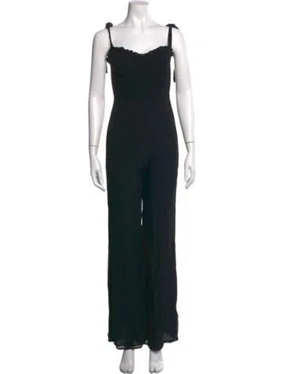 Pre-owned Reformation Square Neckline Jumpsuit In Black