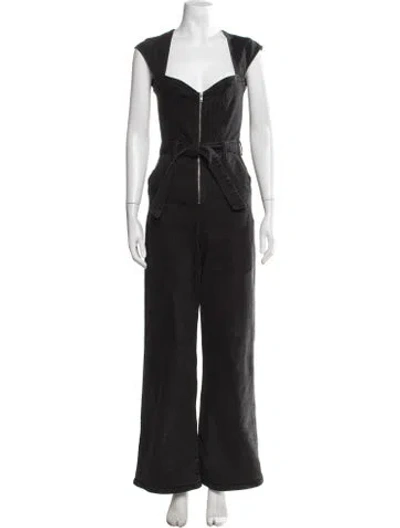 Pre-owned Reformation Square Neckline Jumpsuit In Black