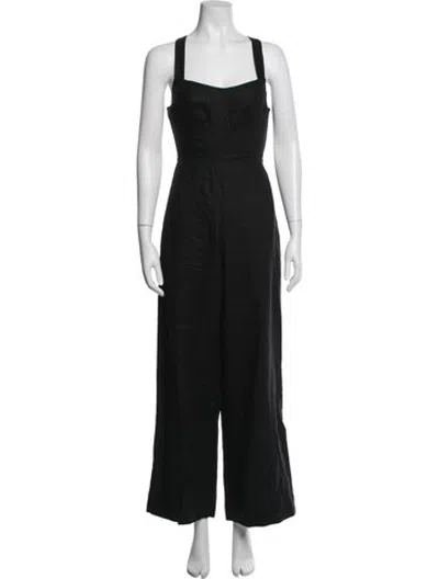 Pre-owned Reformation Square Neckline Jumpsuit In Black