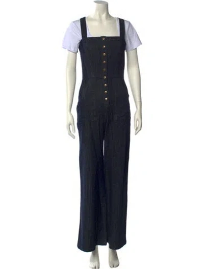 Pre-owned Reformation Square Neckline Jumpsuit In Blue