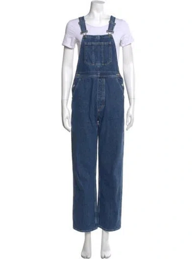 Pre-owned Reformation Square Neckline Jumpsuit In Blue