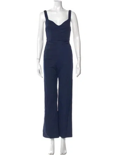 Pre-owned Reformation Square Neckline Jumpsuit In Blue