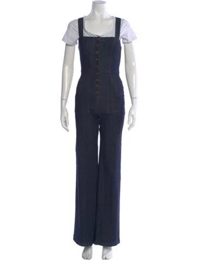 Pre-owned Reformation Square Neckline Jumpsuit In Blue