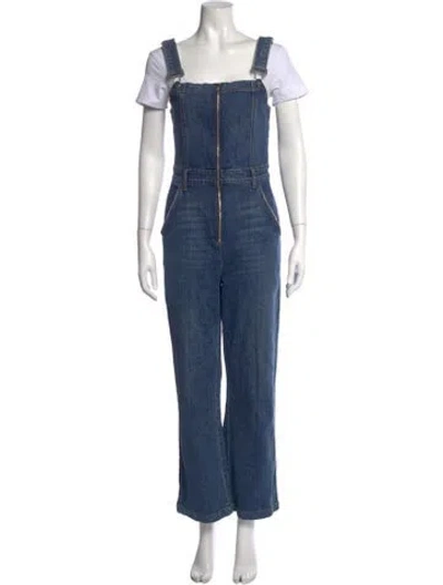 Pre-owned Reformation Square Neckline Jumpsuit In Blue