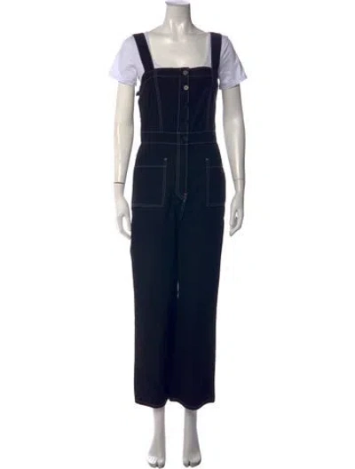 Pre-owned Reformation Square Neckline Jumpsuit In Blue