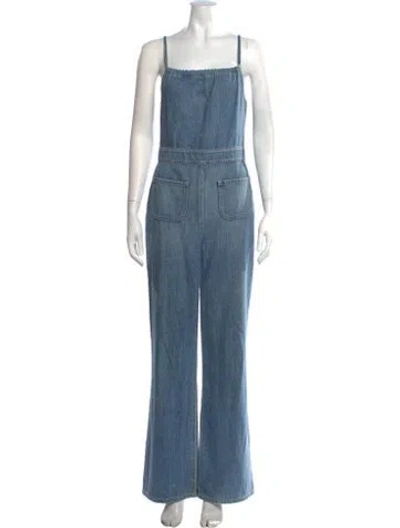 Pre-owned Reformation Square Neckline Jumpsuit In Blue