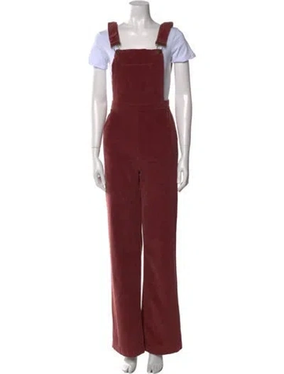 Pre-owned Reformation Square Neckline Jumpsuit In Burgundy