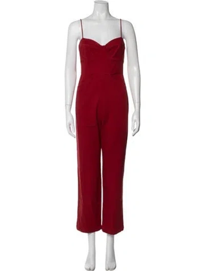 Pre-owned Reformation Square Neckline Jumpsuit In Red