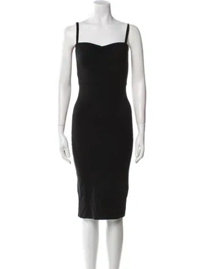 Pre-owned Reformation Square Neckline Knee-length Dress In Black