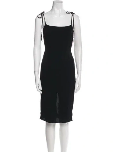 Pre-owned Reformation Square Neckline Knee-length Dress In Black