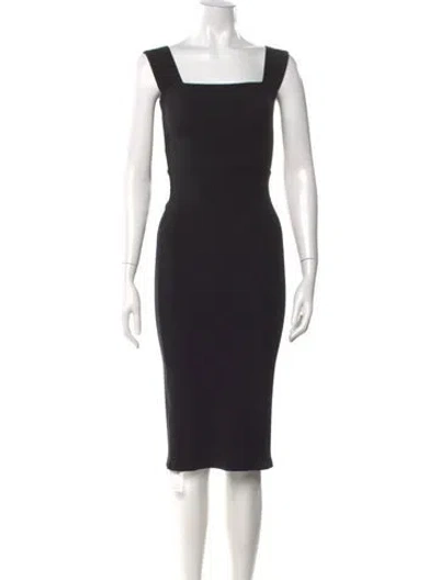 Pre-owned Reformation Square Neckline Knee-length Dress In Black