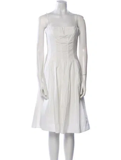 Pre-owned Reformation Square Neckline Knee-length Dress In White