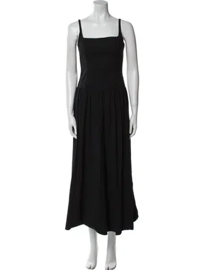Pre-owned Reformation Square Neckline Long Dress In Black