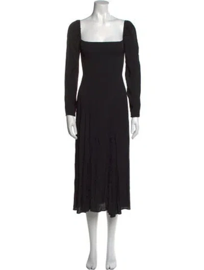 Pre-owned Reformation Square Neckline Long Dress In Black