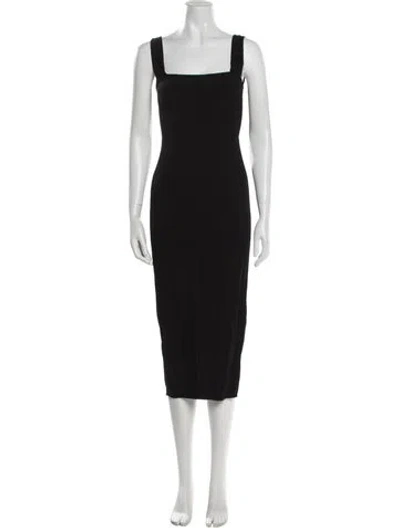 Pre-owned Reformation Square Neckline Long Dress In Black