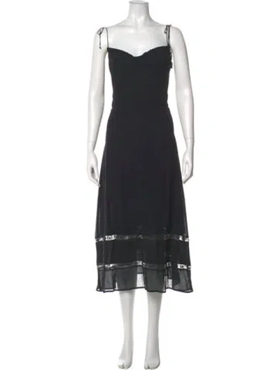 Pre-owned Reformation Square Neckline Long Dress In Black