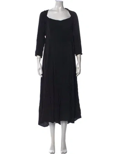 Pre-owned Reformation Square Neckline Long Dress In Black