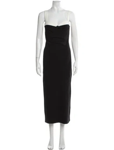 Pre-owned Reformation Square Neckline Long Dress In Black