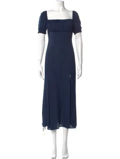 Pre-owned Reformation Square Neckline Long Dress In Blue