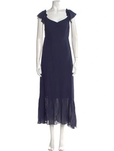 Pre-owned Reformation Square Neckline Long Dress In Blue