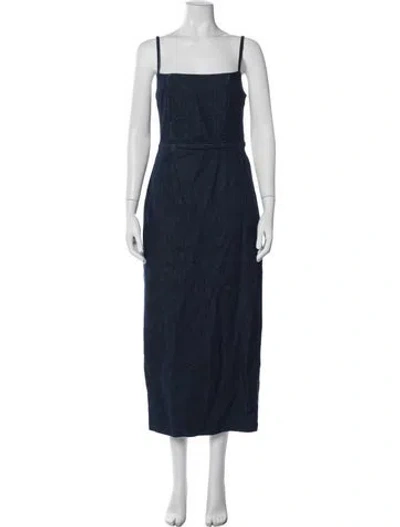 Pre-owned Reformation Square Neckline Long Dress In Blue