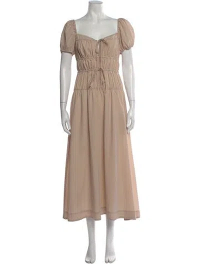Pre-owned Reformation Square Neckline Long Dress In Neutral