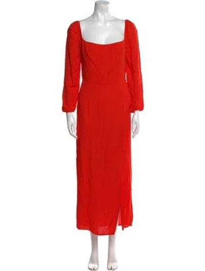 Pre-owned Reformation Square Neckline Long Dress In Orange