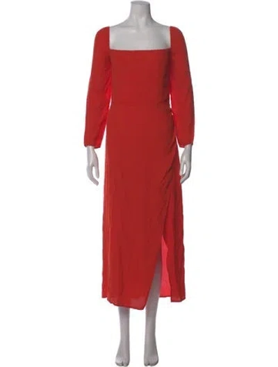 Pre-owned Reformation Square Neckline Long Dress In Orange