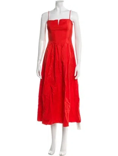 Pre-owned Reformation Square Neckline Long Dress In Red