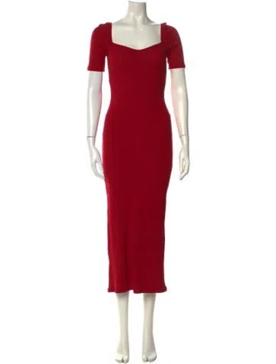 Pre-owned Reformation Square Neckline Long Dress In Red