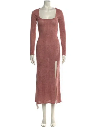 Pre-owned Reformation Square Neckline Long Dress In Red