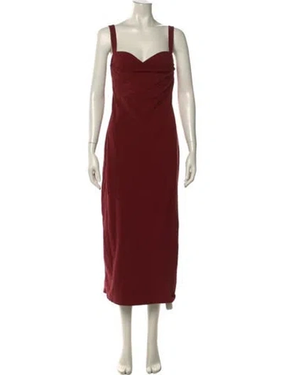 Pre-owned Reformation Square Neckline Long Dress In Red