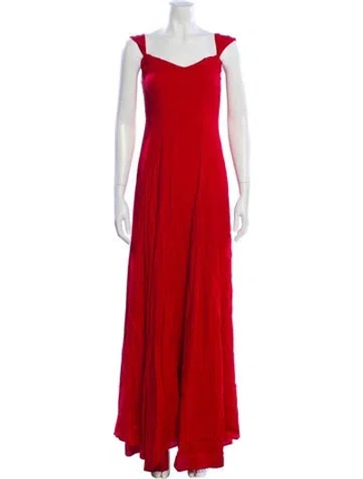Pre-owned Reformation Square Neckline Long Dress In Red