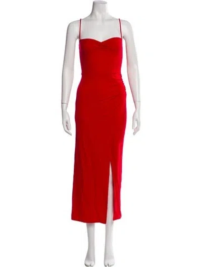 Pre-owned Reformation Square Neckline Long Dress In Red