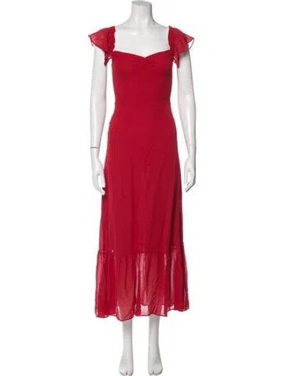 Pre-owned Reformation Square Neckline Long Dress In Red