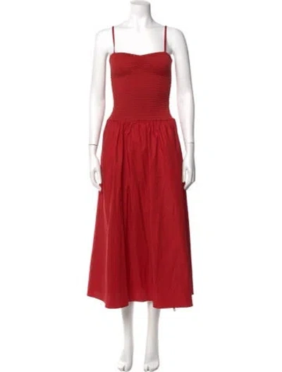 Pre-owned Reformation Square Neckline Long Dress W/ Tags In Red