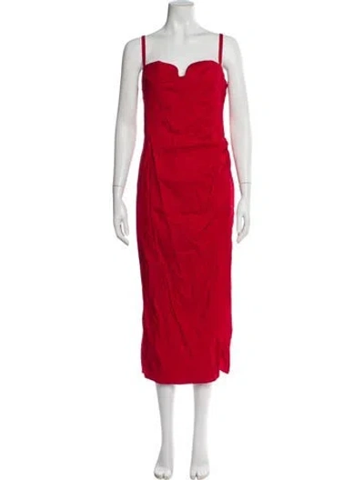 Pre-owned Reformation Square Neckline Long Dress W/ Tags In Red