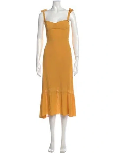 Pre-owned Reformation Square Neckline Long Dress In Yellow