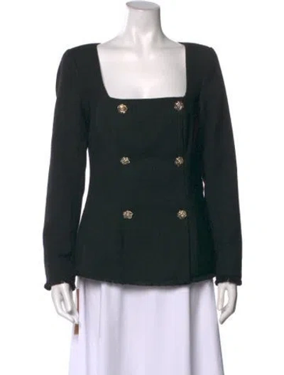 Pre-owned Reformation Square Neckline Long Sleeve Blouse In Black