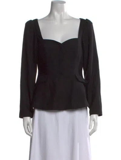 Pre-owned Reformation Square Neckline Long Sleeve Blouse In Black