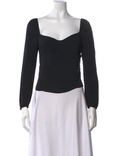 Pre-owned Reformation Square Neckline Long Sleeve Blouse In Black
