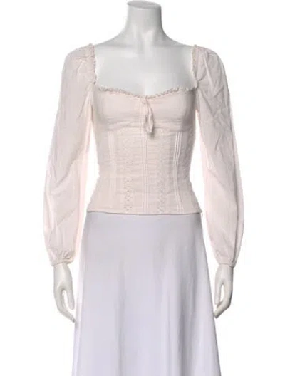 Pre-owned Reformation Square Neckline Long Sleeve Blouse In Gray