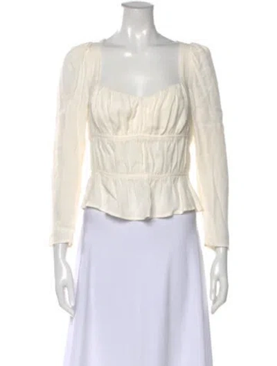 Pre-owned Reformation Square Neckline Long Sleeve Blouse In Neutral