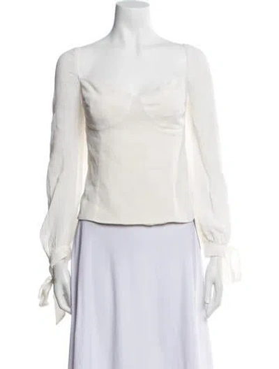 Pre-owned Reformation Square Neckline Long Sleeve Blouse In Neutral